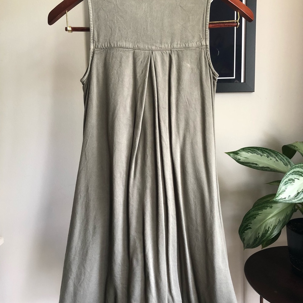 Hunter green button down mini dress